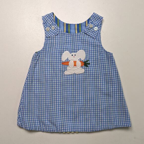 Dress Girls Size 12m Blue Reversible Sundress Bunny Rabbit Watermelon - Picture 1 of 7